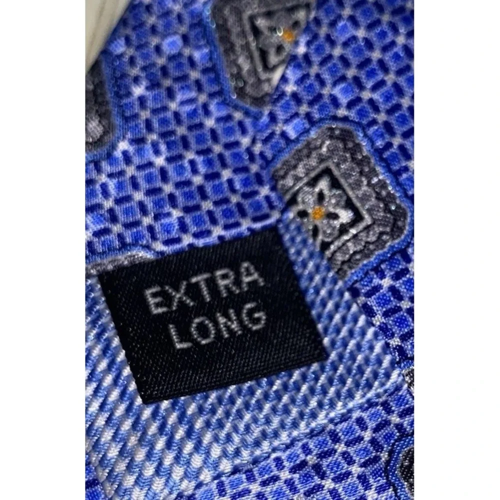 J.Z.RICHARDS MEN'S BLUE&GRAY‎ SQUARES NECK TIE BOULDER 100% SILK TIE 62